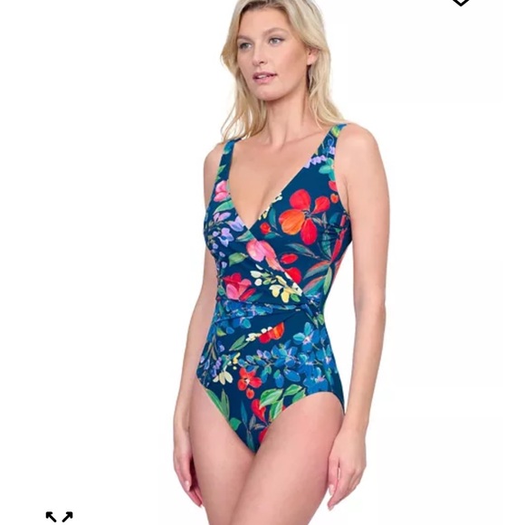Gottex‎ Garden Dream V-Neck Surplice One-Piece Swimsuit Size 8 - Picture 2 of 10